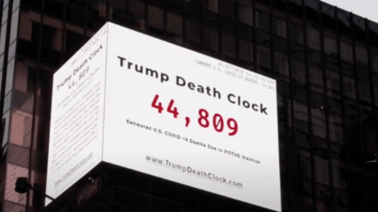 NY Times Square Now Has ‘Trump Death Clock’ Counting Coronavirus Fatalities